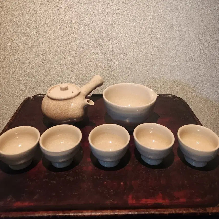 [BUNJANG] Dasanhakdang 5-Person Buncheong Tea Set / 다산학당 5인 분청 다기 세트]