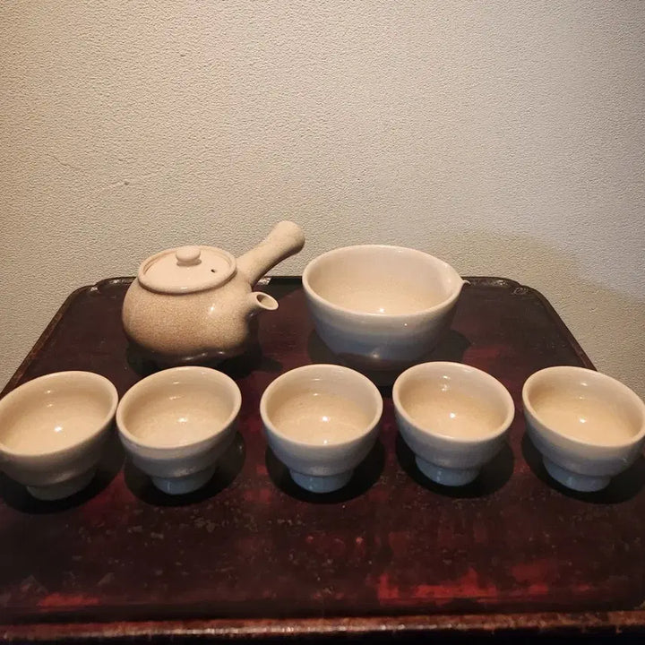 [BUNJANG] Dasanhakdang 5-Person Buncheong Tea Set / 다산학당 5인 분청 다기 세트]