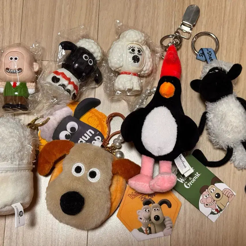 [BUNJANG] Wallace &amp; Gromit Character Keychain Figure Set Bundle / 월레스와 그로밋 캐릭터 키링 피규어 세트 일괄
