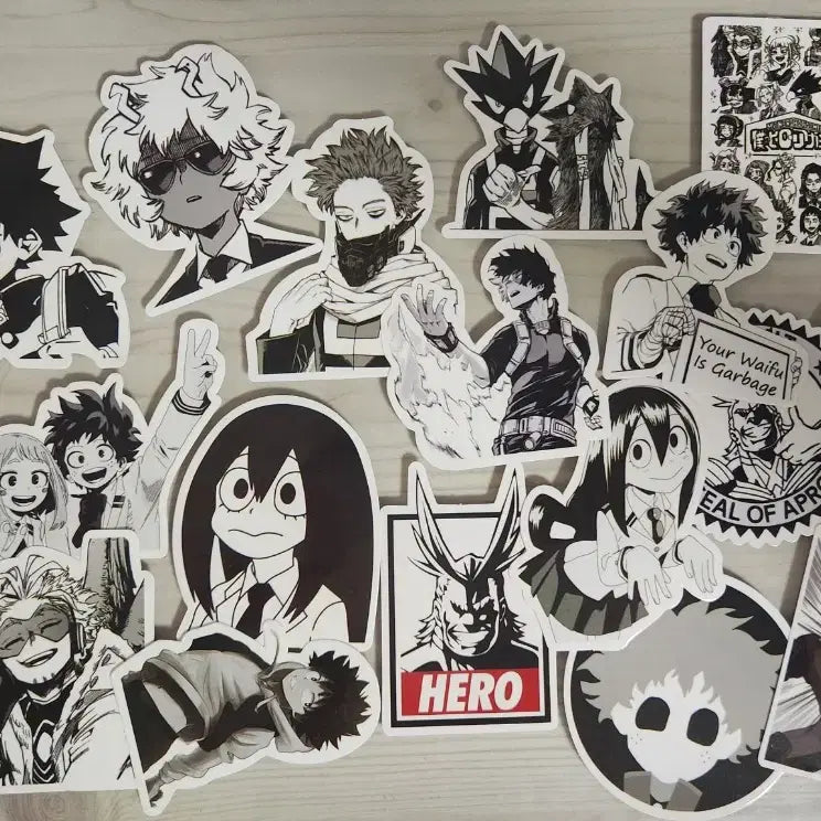[BUNJANG] My Hero Academia Black and White Sticker Bundle Set / (일괄) 히로아카 나히아 흑백 스티커