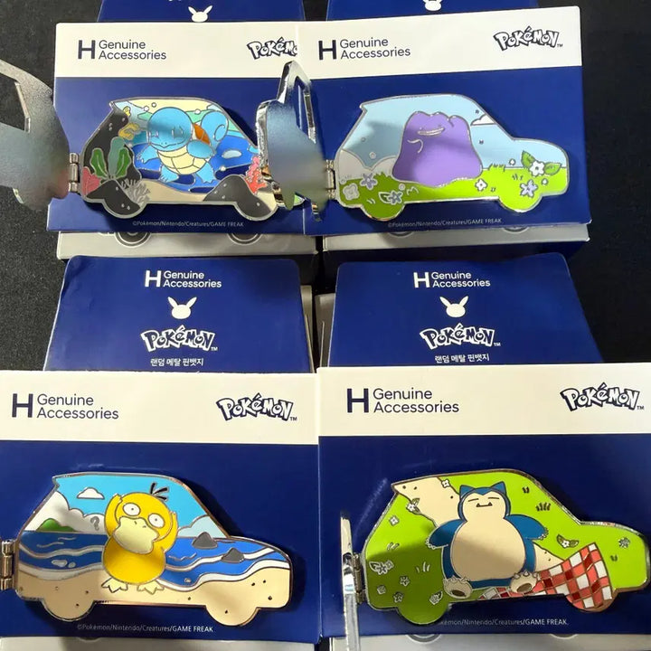[BUNJANG] Pokémon x Hyundai Motors Metal Pin Badge Set / [포켓몬 X 현대자동차] 랜덤 메탈 핀뱃지 꼬부기,메타몽,고라파덕,잠만보