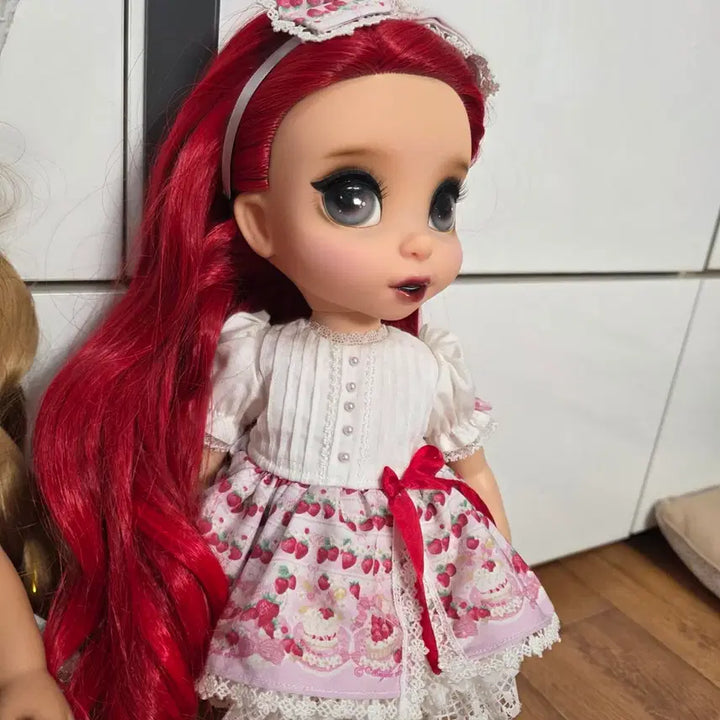 [BUNJANG] Disney Baby Doll Beauty and the Beast Repainted Rooted Hair / 디즈니 베이비돌 미녀와야수 레드벨 리페인팅 식모