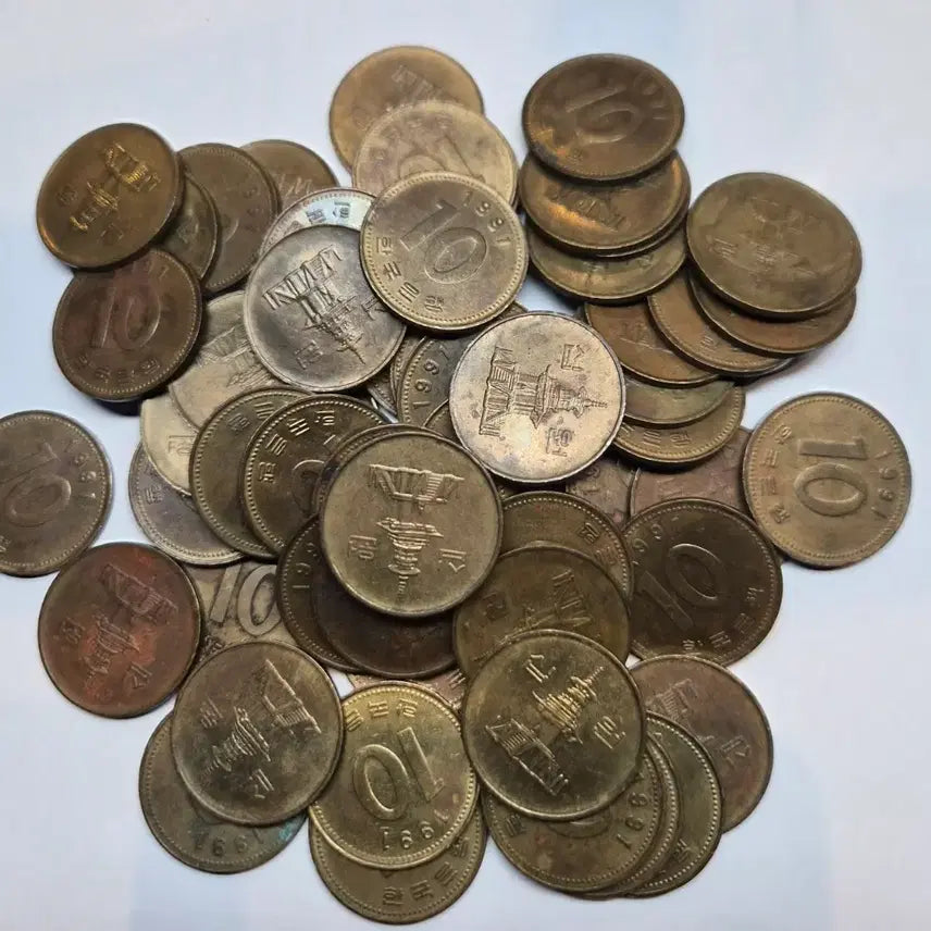 [BUNJANG] 1991 10 Won Coin Bundle (60 pcs) / 옛날 1991년 10원 동전 60개 일괄