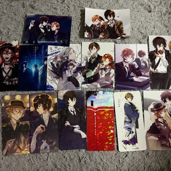 [BUNJANG] Bungo Stray Dogs Dazai Chuuya Paper Goods Bundle (Stickers, Postcards, Cardstocks) / 문스독 다자이 츄야 지류굿즈, 스티커 일괄 엽서 카드텍