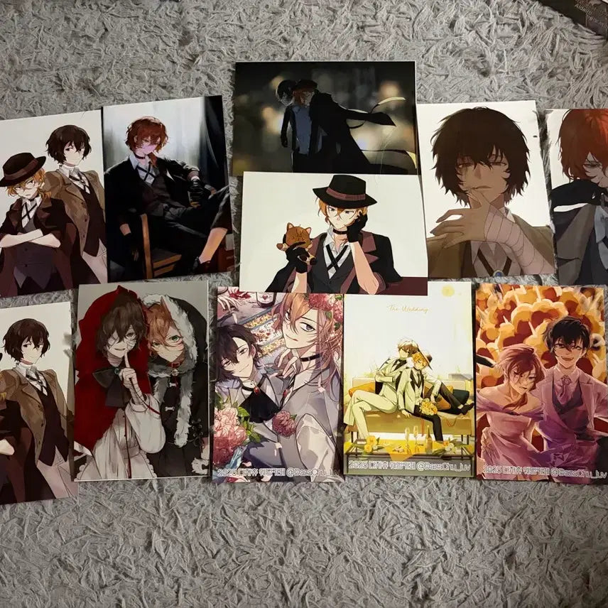 [BUNJANG] Bungo Stray Dogs Dazai Chuuya Paper Goods Bundle (Stickers, Postcards, Cardstocks) / 문스독 다자이 츄야 지류굿즈, 스티커 일괄 엽서 카드텍