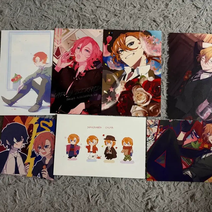 [BUNJANG] Bungo Stray Dogs Dazai Chuuya Paper Goods Bundle (Stickers, Postcards, Cardstocks) / 문스독 다자이 츄야 지류굿즈, 스티커 일괄 엽서 카드텍