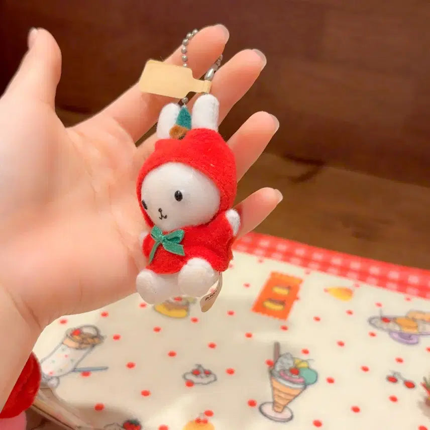 [BUNJANG] Vintage Usazukin Rabbit Apple Cherry Mini Doll Keychain / 고전 우사즈킨 토끼 사과 체리 미니 인형 키링