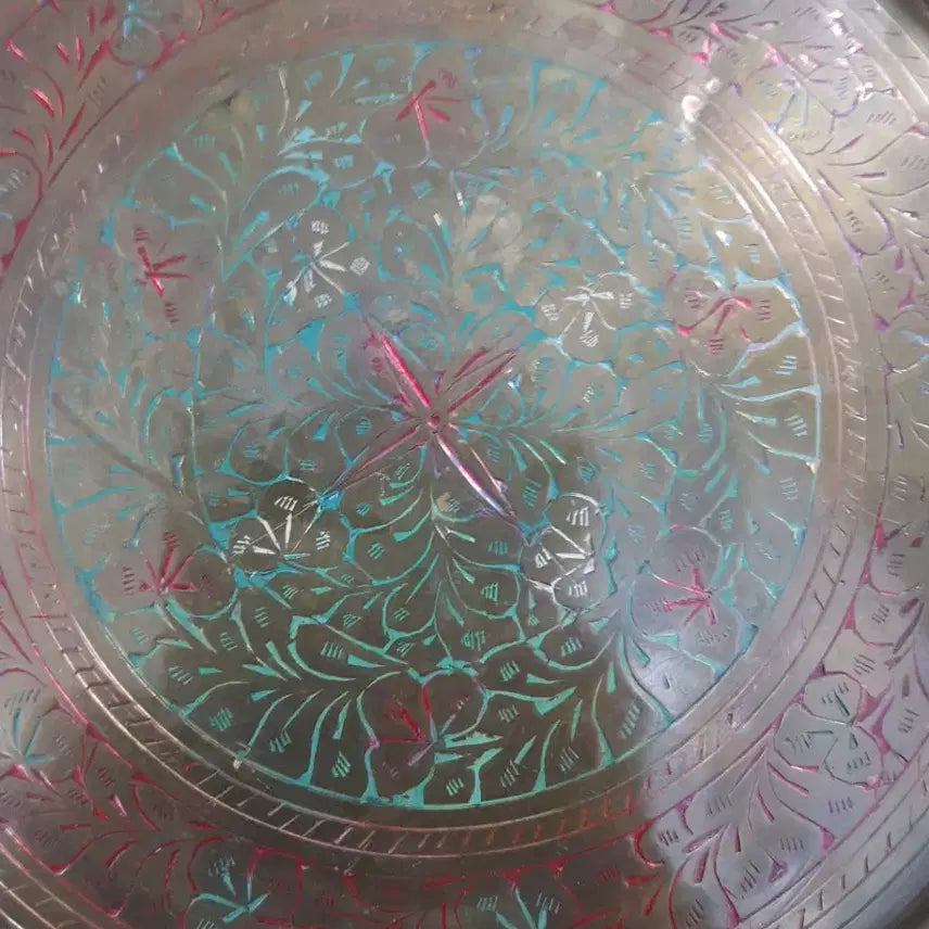 [BUNJANG] European Floral Engraved Copper Tray / 유럽꽃문동판쟁반