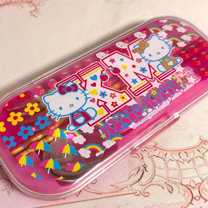 [BUNJANG] 2002 Classic Hello Kitty Cutlery Case Lunch Box / 고전키티 2002 수저통 도시락