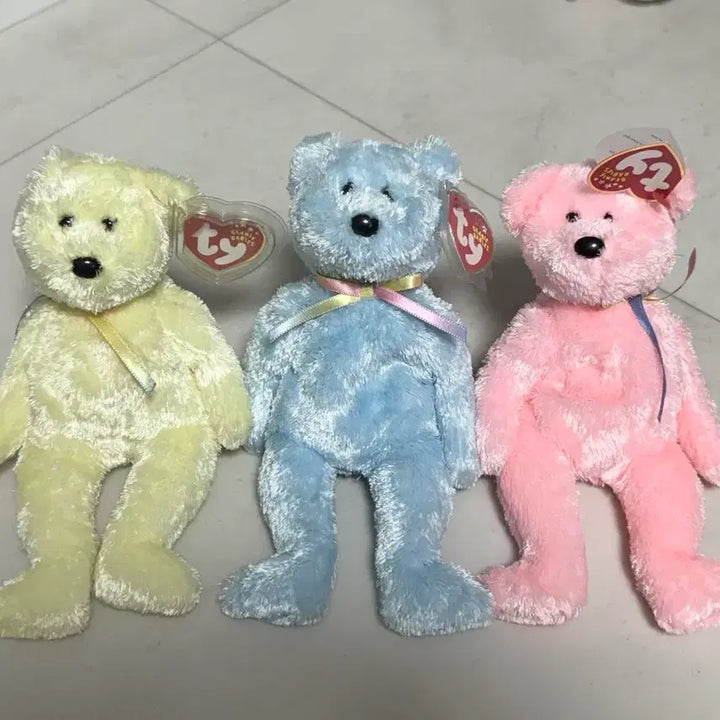 [BUNJANG] Ty Beanie Babies Vintage Teddy Bear Pastel 4-Piece Bundle Set / [Ty 정품] 비니베이비 빈티지 곰인형 파스텔 4종 일괄 세트