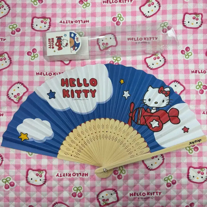 [BUNJANG] Hello Kitty Paper Fan / 헬로키티 부채 미사용 새상품 종이부채 일본 정품