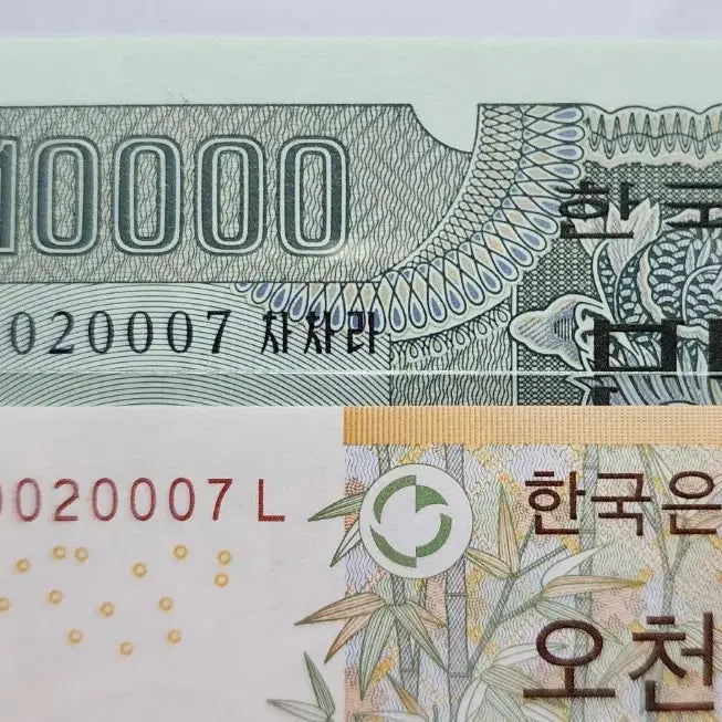 [BUNJANG] Twin Banknotes - 4th Series 10,000 KRW &amp; 5th Series 5,000 KRW (PMG Graded) / 4차 만원,5차 오천원               00~~   쌍둥이 지폐