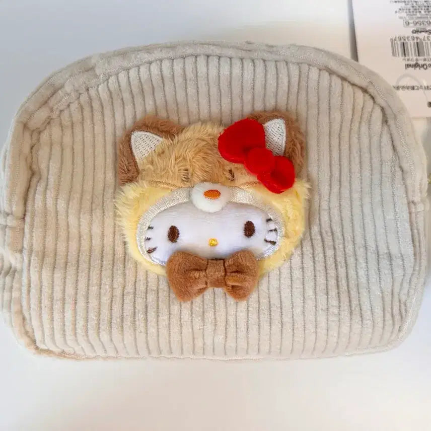 [BUNJANG] Sanrio Hello Kitty Forest Animals Corduroy Pouch / [미사용] 산리오 헬로키티 숲속 동물 시리즈 골덴 코듀로이 파우치