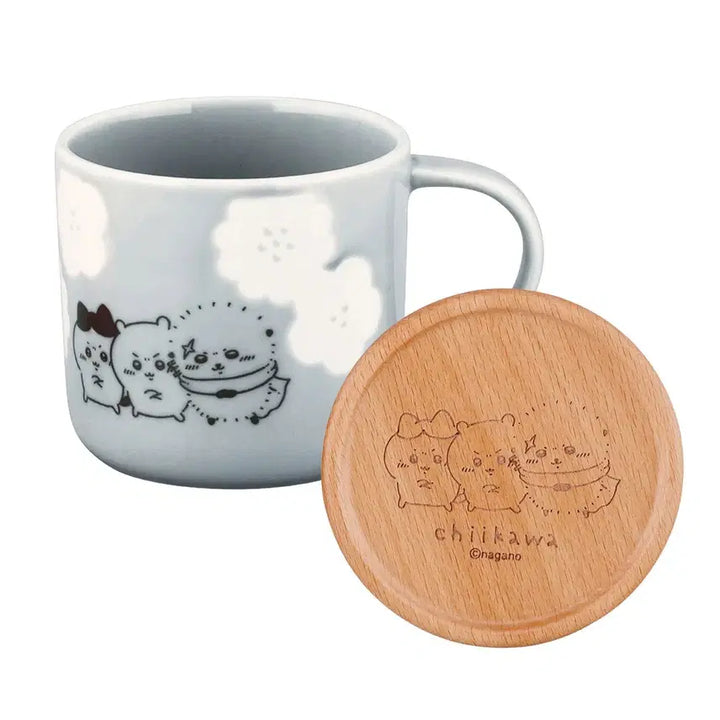 [BUNJANG] Chiikawa Happy Blossom Mug &amp; Wood Coaster Set / 치이카와 해피블라썸 머그컵,우드코스터 세트 일본정품