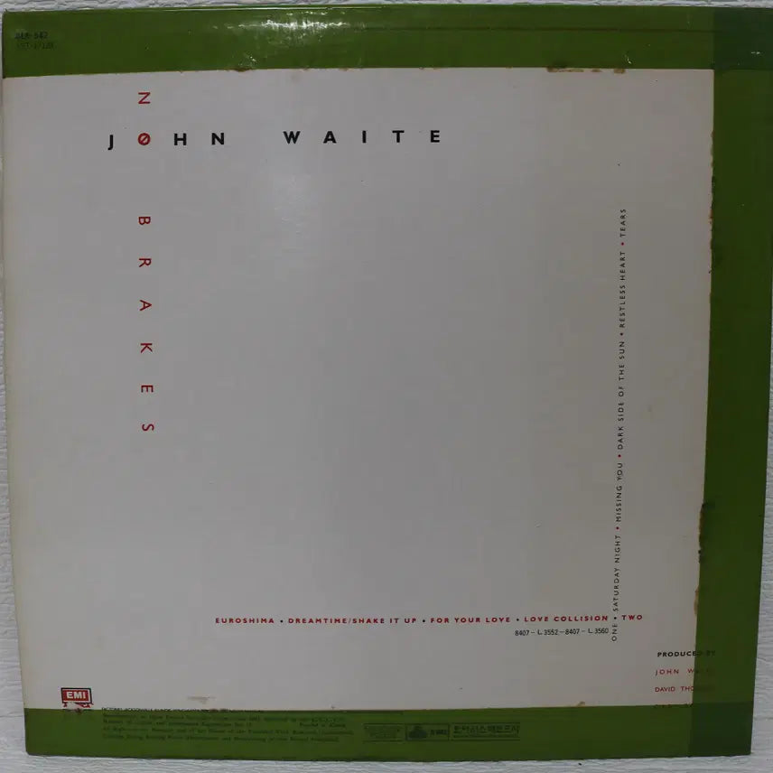 [BUNJANG] John Waite No Brakes LP Vinyl Record 1984 / [NO.6058] John Waite (No Brakes) LP음반