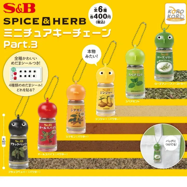 [BUNJANG] S&amp;B Spice &amp; Herb Miniature Gacha Series 3 Keychain Set / 에스앤비 S&amp;B 미니어처 가챠 3탄 스파이스&amp;허브