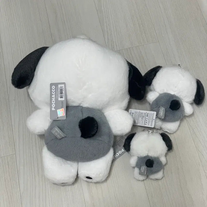 [BUNJANG] Sanrio Pochacco Monotone Plush Keyring Set (3 Sizes) / (3종 세트) 산리오 포차코 모노톤 흑백 그레이 인형 키링