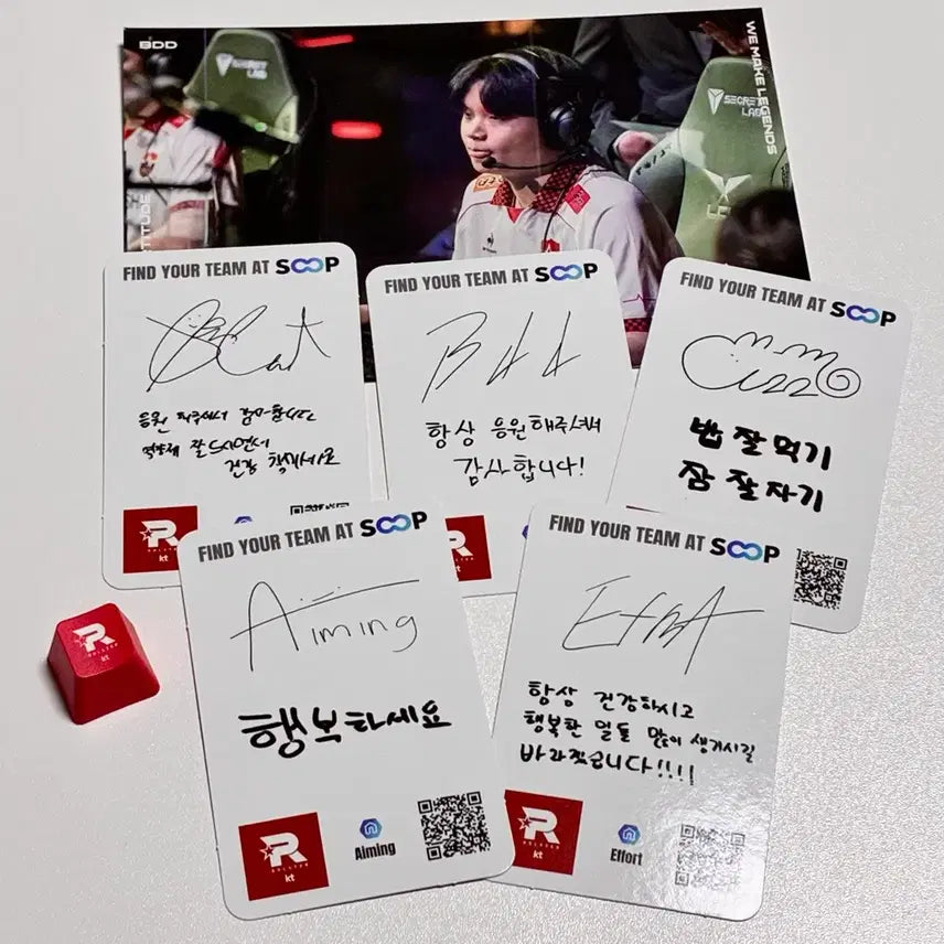 [BUNJANG] KT Rolster BDD Photocard + Postcard + Keycaps Set / msi kt 롤스터 포토카드 + 서비스 bdd 엽서, kt 키캡