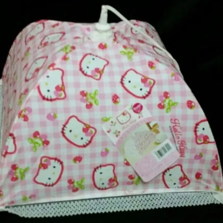 [BUNJANG] Vintage Strawberry Kitty Umbrella Table Cover / 고전 키티 딸기 테이블 커버 우산 원단 주방 빈티지