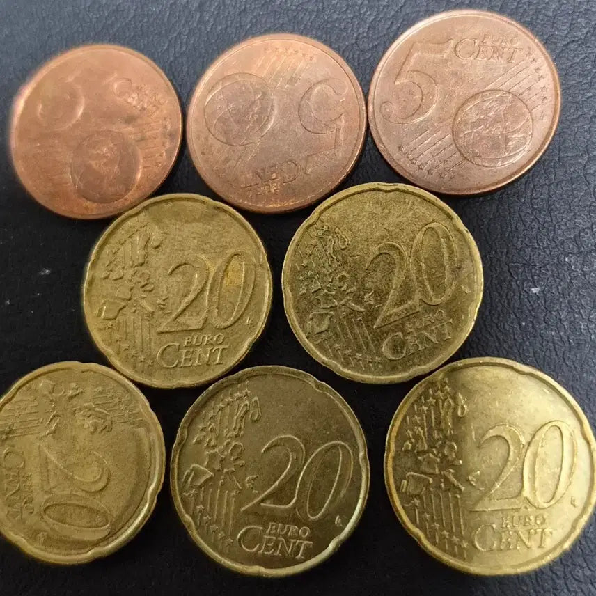 [BUNJANG] Euro 20 Cent &amp; 5 Cent Coin Set (2002-2009) - 8 Early Year Coins / 유로 20센트5센트 주화. 줄세우기8점. 초년도