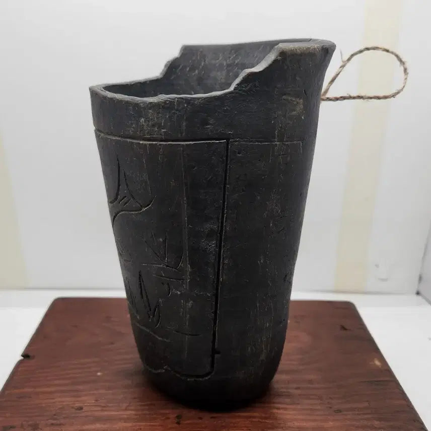 [BUNJANG] Joseon Dynasty Celadon Fish Pattern Earthenware Chopstick Holder / 민속품 / 연대있는 질그릇 어문 토기 수저통 한점팝니다.