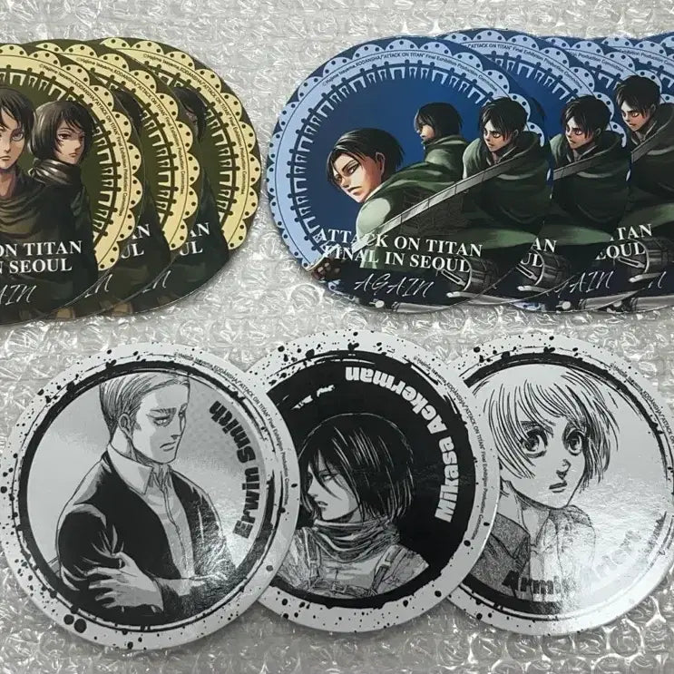 [BUNJANG] Attack on Titan Original Art Exhibition Coaster Bundle Set (Levi, Eren, Erwin) / 일괄) 진격의 거인 진격거 원화전 코스터 진격거 전시회 리바이 에렌 엘빈