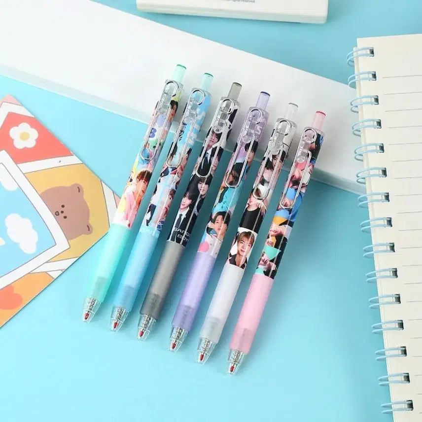 [BUNJANG] BTS Gel Pens Set (6 pcs) &amp; Photocards Bundle (55 pcs) / BTS 젤펜 6개 &amp; 포카 55장