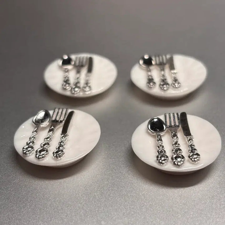 [BUNJANG] Miniature Tableware Set (4 Pieces) / 미니어처 식기 접시 4개 세트