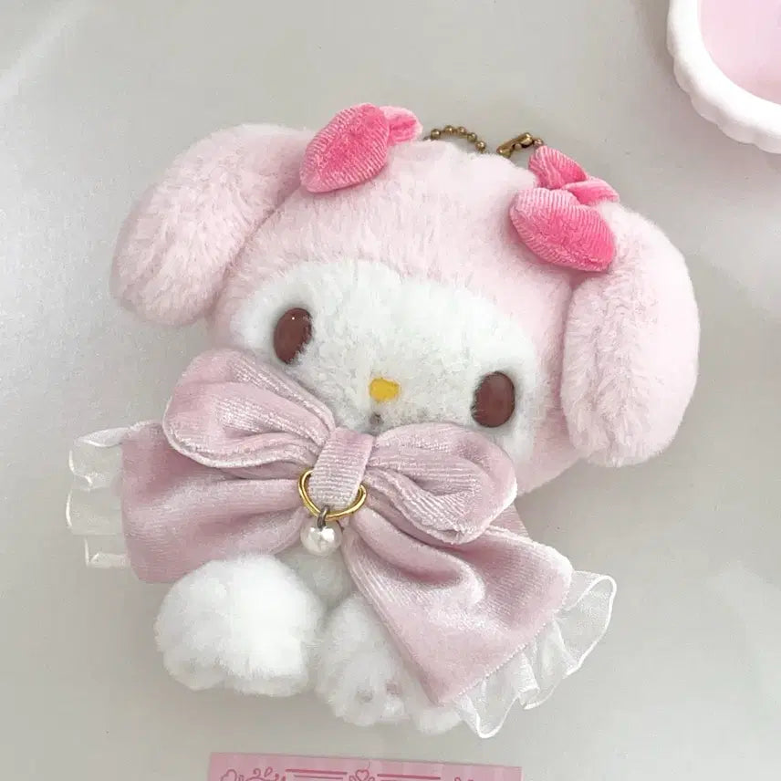 [BUNJANG] Sanrio My Melody Velour Ribbon Mascot &amp; Baby Cradle Doll Set / 마이멜로디 벨로아 리본 마스코트 + 베이비 요람 인형
