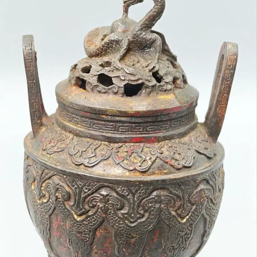 [BUNJANG] Chinese Bronze Incense Burner with Yaksha Base, Late Qing Dynasty / Republic Era / 청말 민국 야차상 도깨비 받침 동제 향로 중국골동품 고미술품 수집품