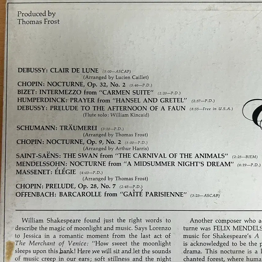 [BUNJANG] Eugene Ormandy &amp; Philadelphia Orchestra Clair de Lune LP (Columbia US Pressing) / 음반 LP 유진 오먼디 (필라델피아 오케스트라)