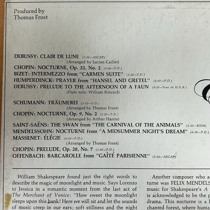 [BUNJANG] Eugene Ormandy &amp; Philadelphia Orchestra Clair de Lune LP (Columbia US Pressing) / 음반 LP 유진 오먼디 (필라델피아 오케스트라)