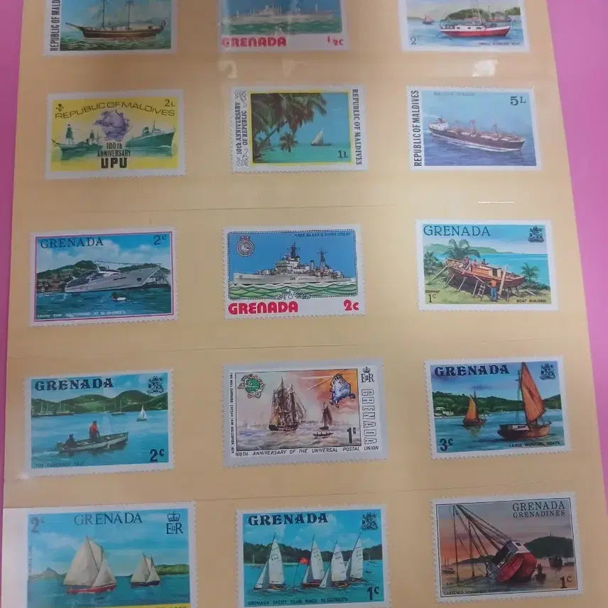[BUNJANG] Maritime Stamps Set (15 Types) / 해외 선박 해양 우표들 15종 전부 (수집용)