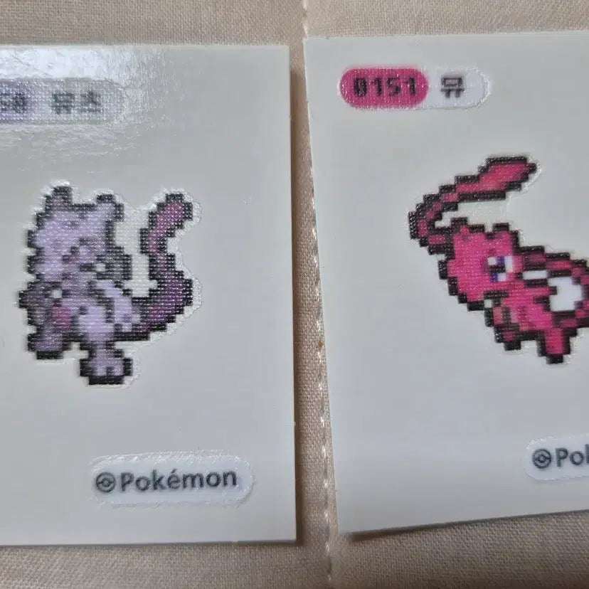 [BUNJANG] Pokemon Stickers Mewtwo &amp; Mew 2 Types Bundle Set / 포켓몬 띠부씰 픽세 뮤츠 뮤 2종 일괄판매.