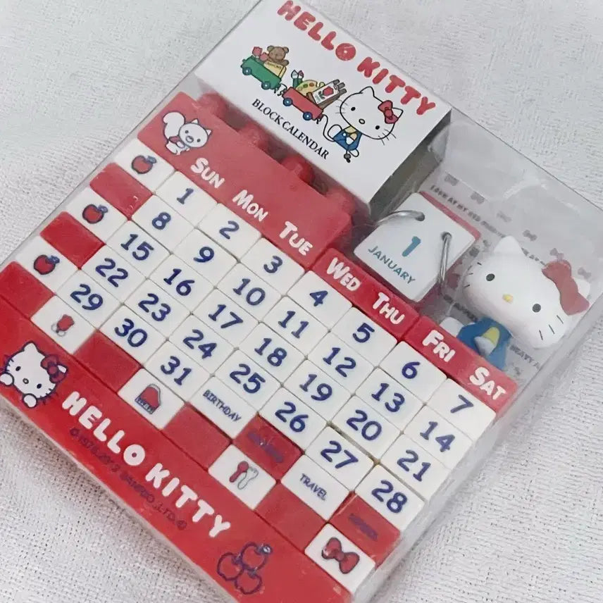 [BUNJANG] Hello Kitty Classic Block Perpetual Calendar / 헬로키티 고전 블록 만년 달력