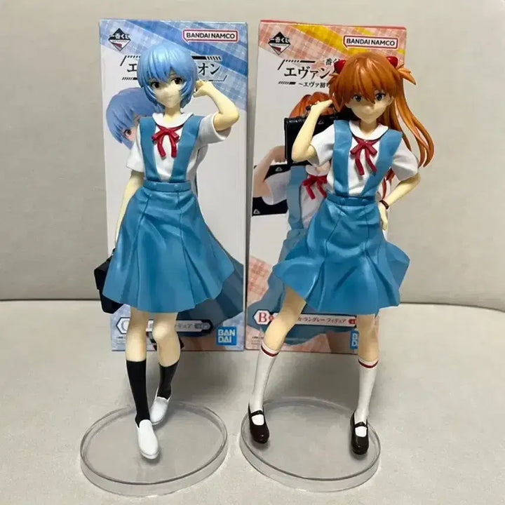 [BUNJANG] Evangelion Ayanaami Rei &amp; Asuka School Uniform Figure Bundle (Unsealed) / (개봉품)에반게리온 제일복권 아야나미 레이 아스카 교복 피규어 일괄