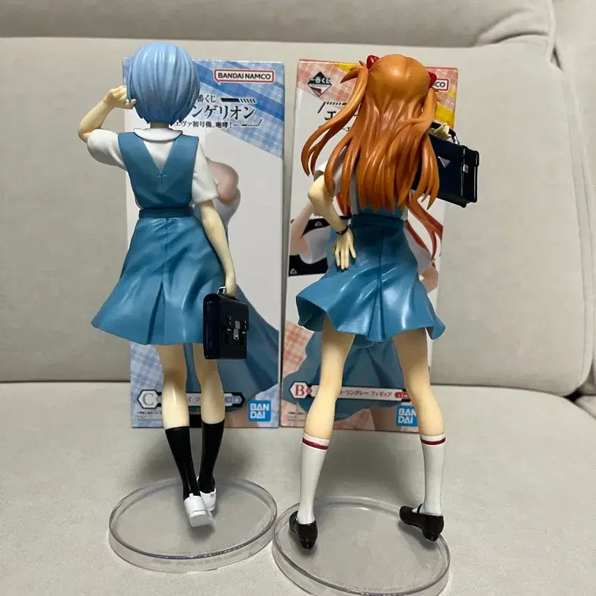 [BUNJANG] Evangelion Ayanaami Rei &amp; Asuka School Uniform Figure Bundle (Unsealed) / (개봉품)에반게리온 제일복권 아야나미 레이 아스카 교복 피규어 일괄