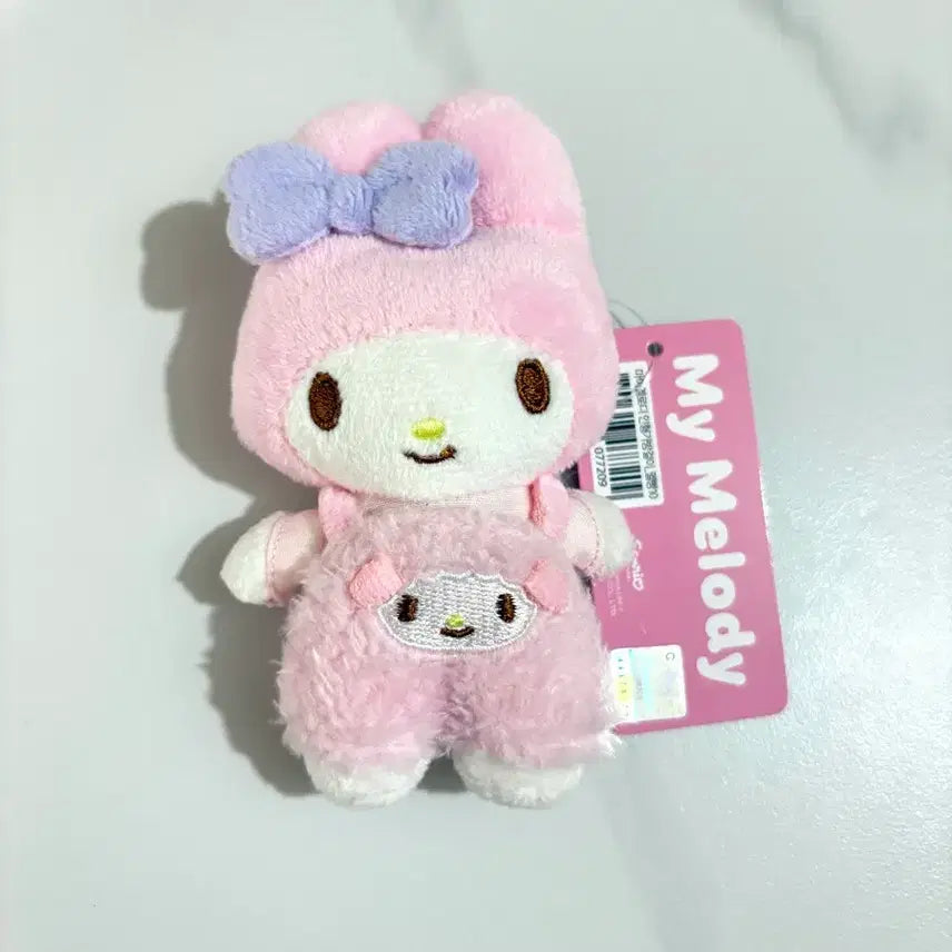 [BUNJANG] Sanrio My Melody Overalls Mini Plush Keychain 10cm / 산리오 마이멜로디 마멜 멜빵 10cm 인형 미니 키링 판매