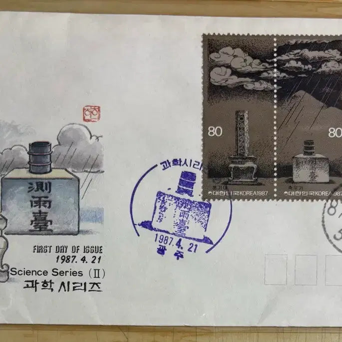 [BUNJANG] 1987 First Day Cover Collection / 과학시리즈2집2완, 까세, 초일봉피, 1987년, 안내장포함