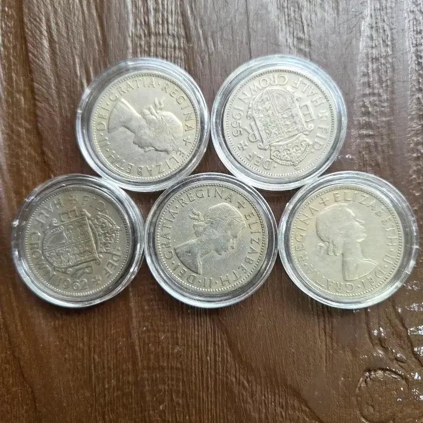 [BUNJANG] Set of 5 British Elizabeth II Half Crown Coins / 영국 엘리자베스 2세 하프 크라운 동전 5개