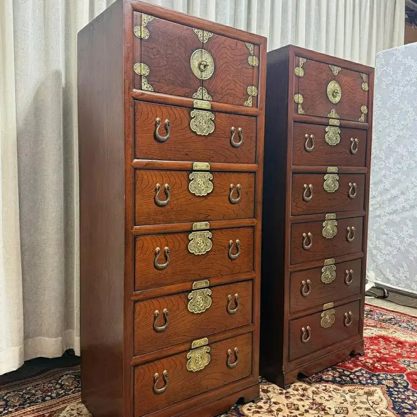 [BUNJANG] Leejo Craft Traditional 5-Drawer Cabinet / 고가구 포인트가구 이조공예 전통 문갑 5단 서랍장 SET