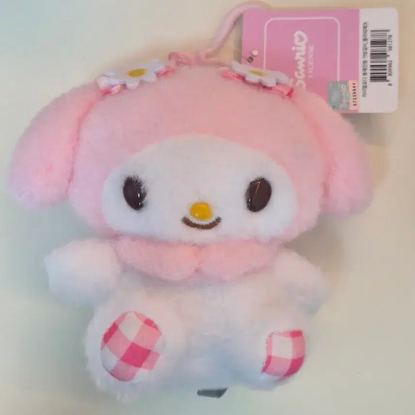 [BUNJANG] Sanrio My Melody Flower Check Doll Keyring / [새상품] 마이멜로디 플라워체크 인형 키링