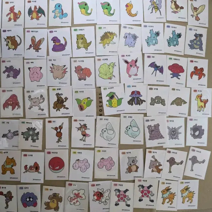 [BUNJANG] Pokemon Gen 1 Stickers 61 Unique + 9 Duplicates / 포켓몬 1세대+2세대 띠부씰 세자리넘버 129종(149장)