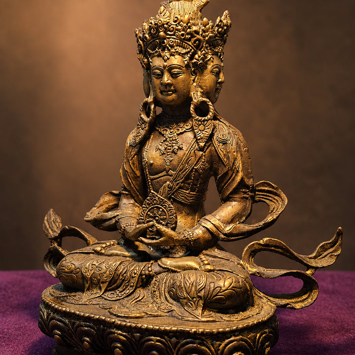 [BUNJANG] Mahatājakāya Vairocana Four-Faced Metal Buddha Statue (22cm) / 태장계 대일여래 사면 금속 불상 22cm 개인 소장품