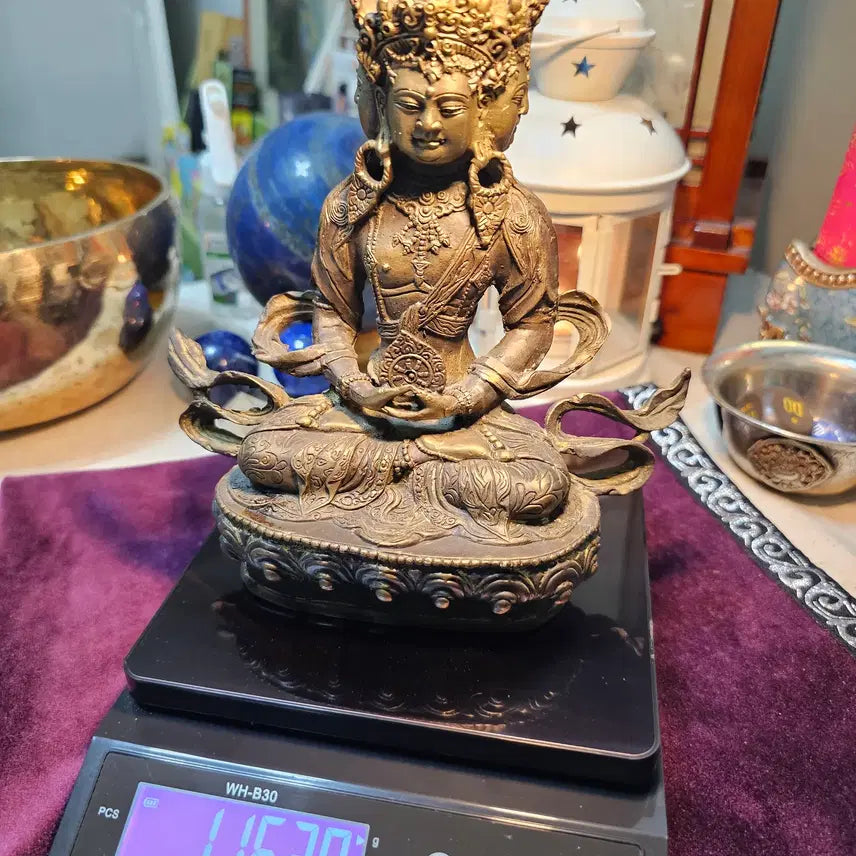 [BUNJANG] Mahatājakāya Vairocana Four-Faced Metal Buddha Statue (22cm) / 태장계 대일여래 사면 금속 불상 22cm 개인 소장품