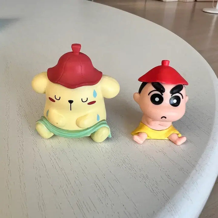 [BUNJANG] Crayon Shin-chan &amp; Pompompurin Sauna Gacha Figures Bundle Set / 2개) 짱구 사우나 가챠 산리오 폼폼푸린 일괄 판매