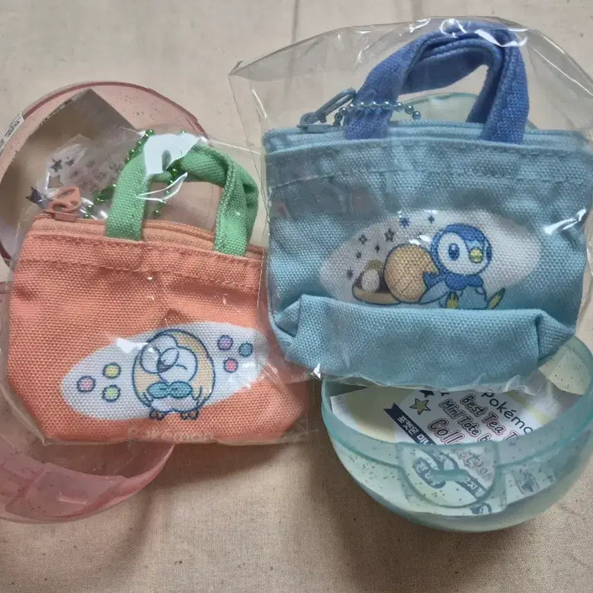 [BUNJANG] Pokemon Mini Tote Bag Pouch Bundle Set (Rowlet &amp; Piplup) / 미개봉) 포켓몬 미니토트백 파우치 나몰빼미,팽도리 일괄