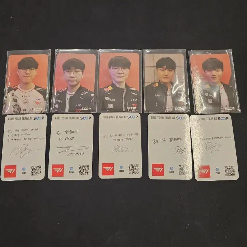 [BUNJANG] T1 Team Signed Photocard Set (5 Types) / T1 선수단 사인 포토카드 5종 세트