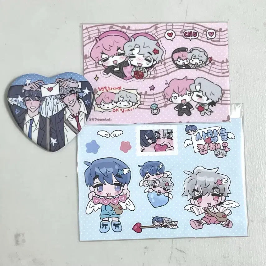 [BUNJANG] PLAVE Gwiyomi Sticker Pin Button Bundle Set (Yejun, Bambi, Eunho) / 플레이브 개독구님 통판 스티커 핀버튼 꾸꾸즈 카페 럭드 예준 밤비 은호