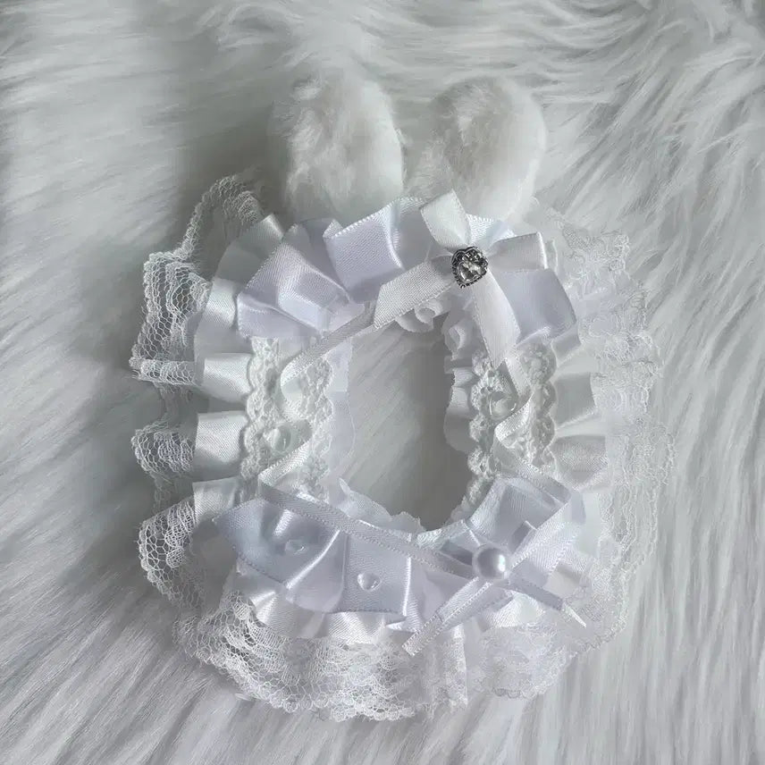 [BUNJANG] White Rabbit Ribbon Balletcore Pearl Idol Photocard Toploader Deco / 레이스탑꾸 화이트 토끼 리본 발레코어 진주 탑로더 꾸미기 아이돌 포토카드